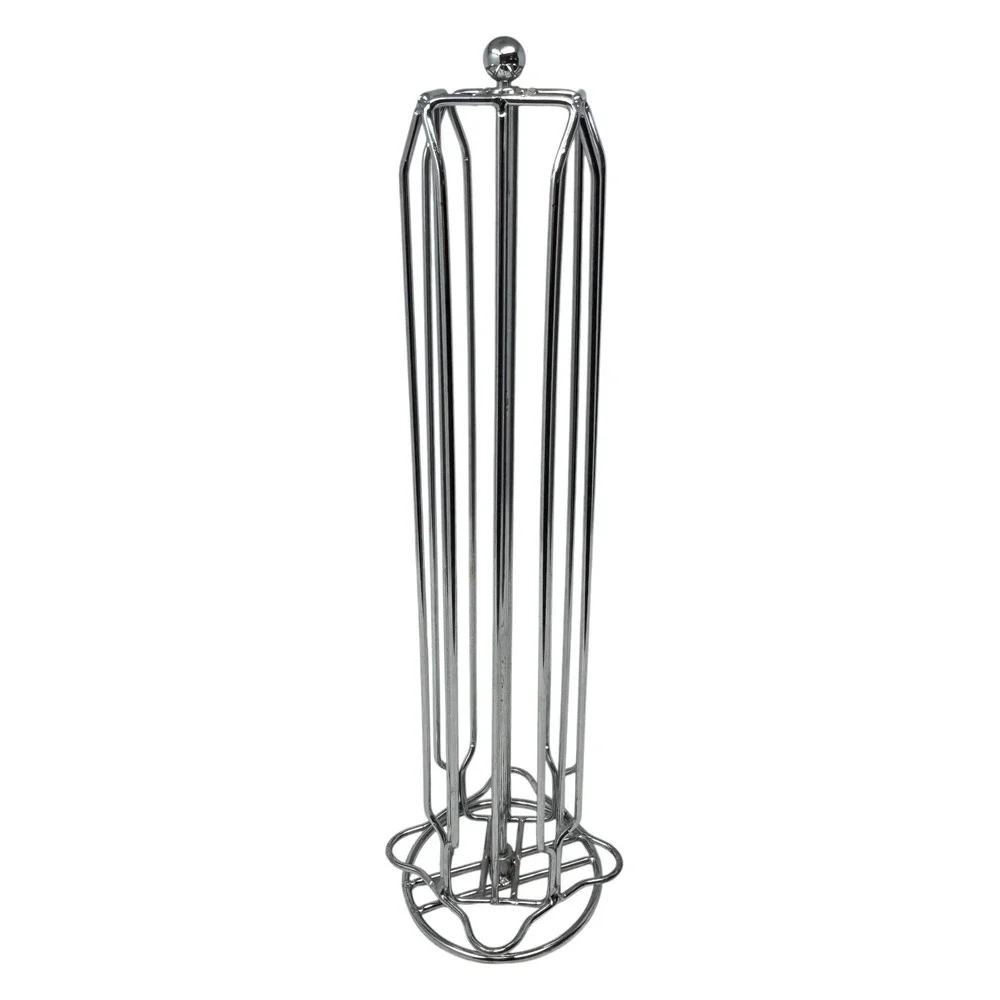 Chrome‎ Rotating Coffee Pod Holder Carousel Tower Organizer Silver Metal 15in